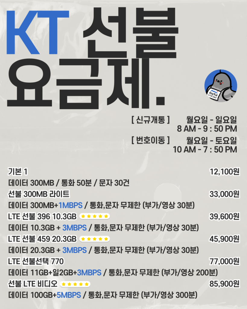앤텔레콤 KT 선불요금제